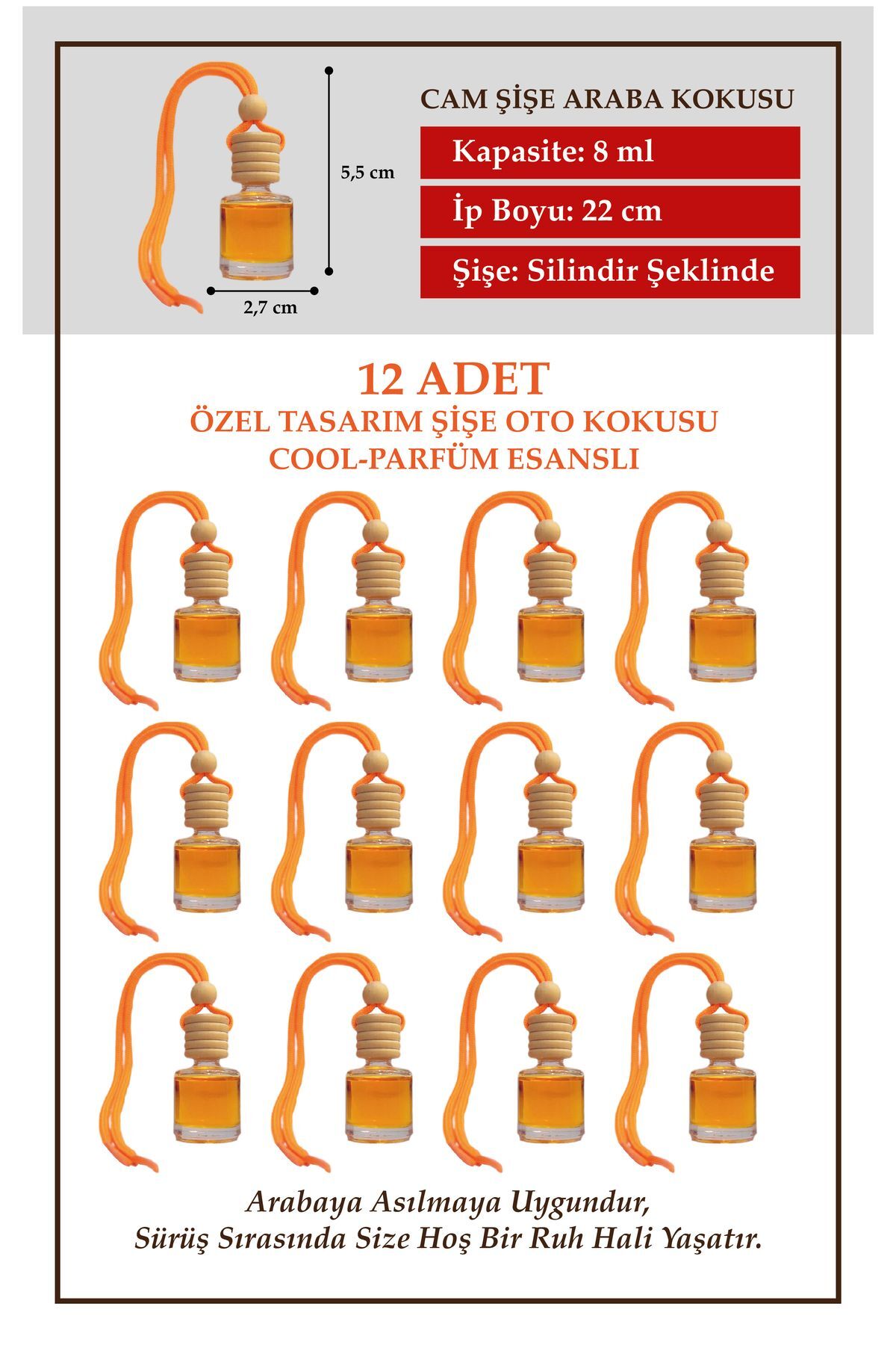 COOL ERKEK PARFÜMÜ ESANSLI 12 Lİ CAM ŞİŞEDE OTO KOKUSU VE OTO AKSESUARI