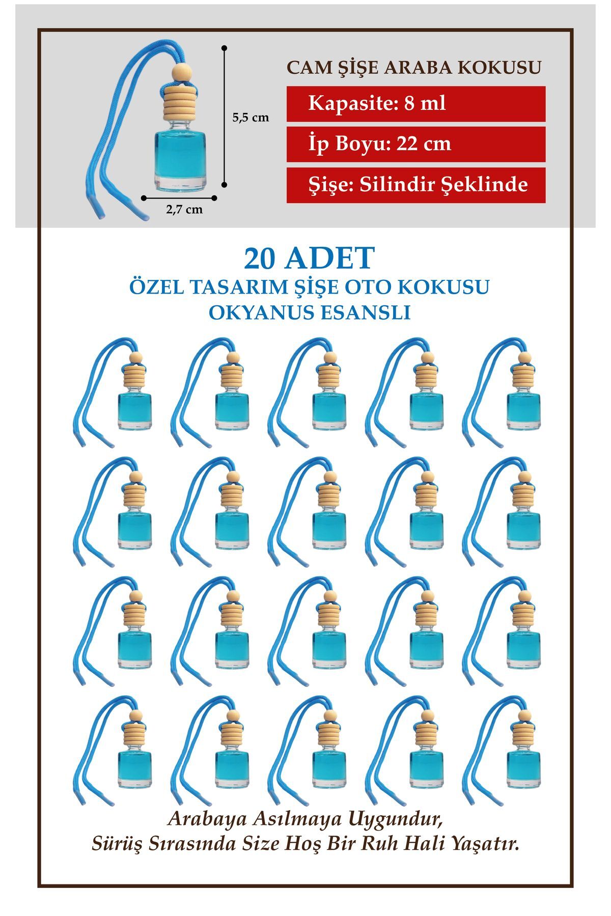 OKYANUS FRESH KOKU ESANSLI 20 Lİ CAM ŞİŞEDE OTO KOKUSU VE OTO AKSESUARI