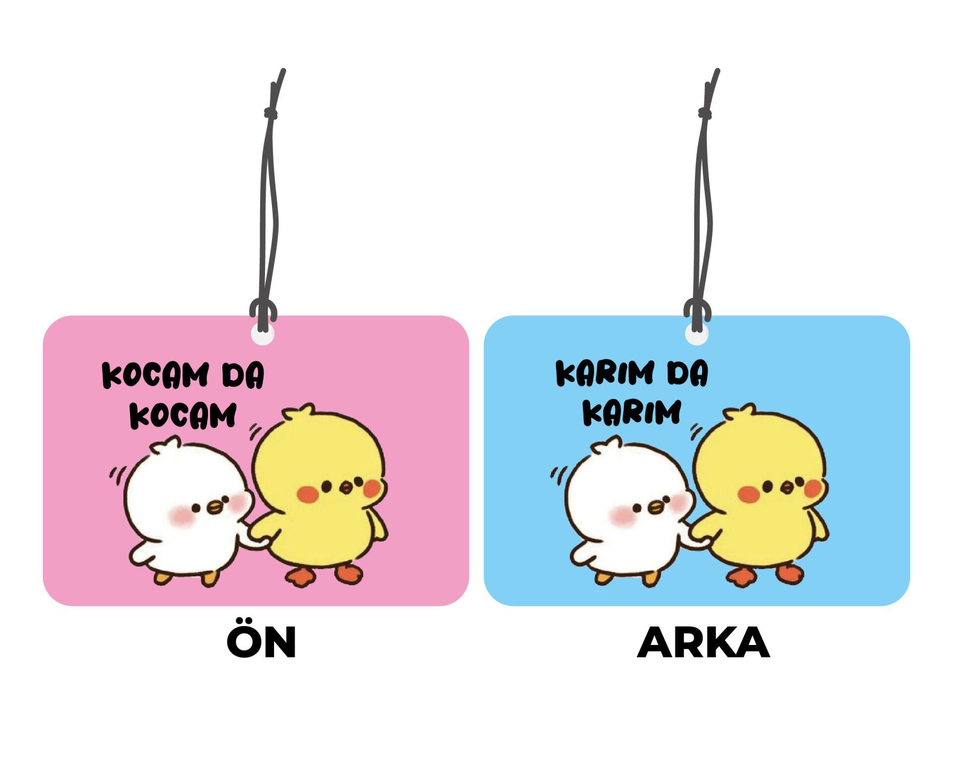 ByMeyla Kocam Karım Görselli Dekoratif Oto Kokusu ve Aksesuar Seti