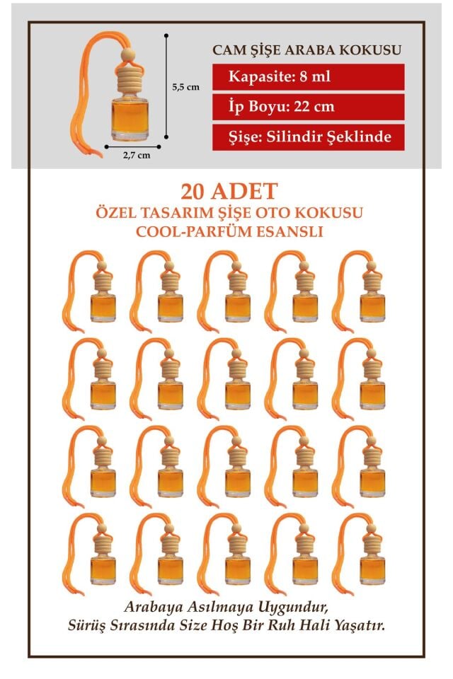 COOL ERKEK PARFÜMÜ ESANSLI 20 Lİ CAM ŞİŞEDE OTO KOKUSU VE OTO AKSESUARI