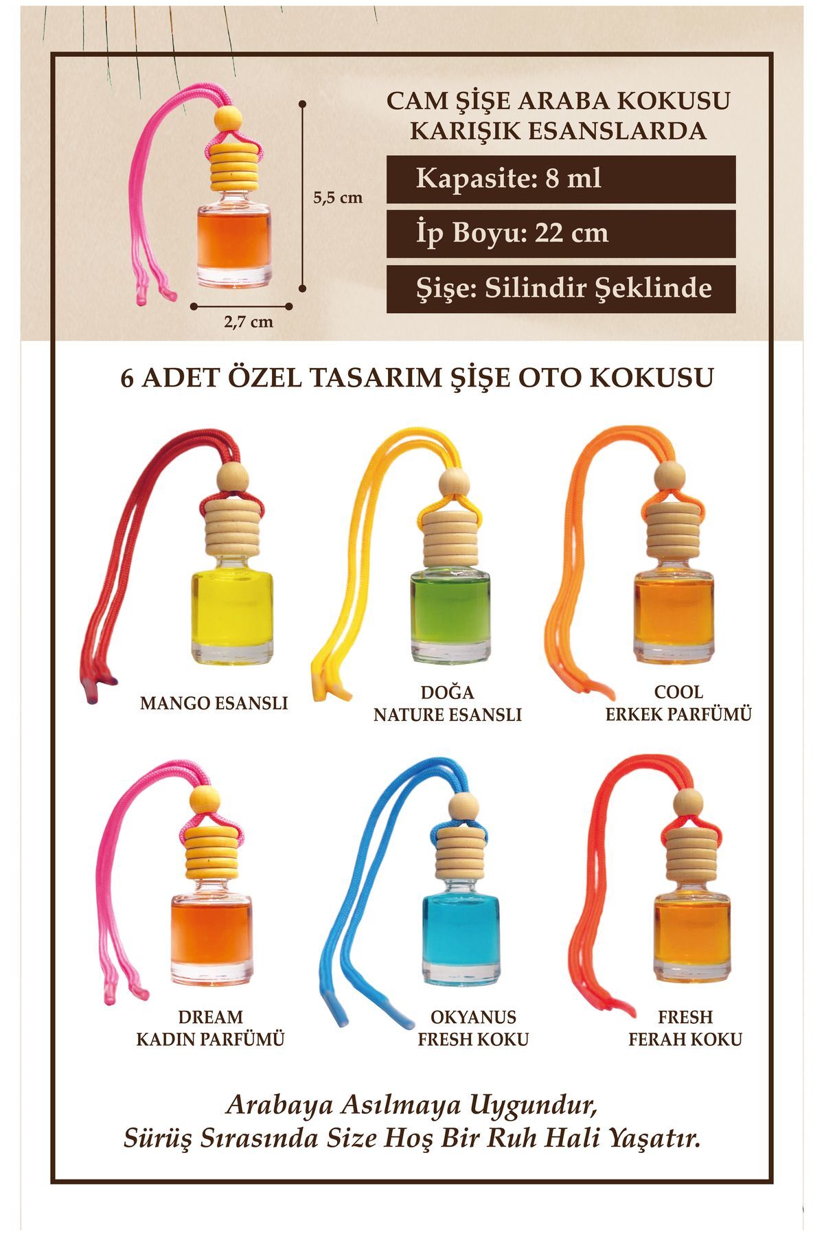 EN EKONOMİK KARIŞIK ESANSLI 6 LI OTO KOKUSU VE OTO AKSESUARI