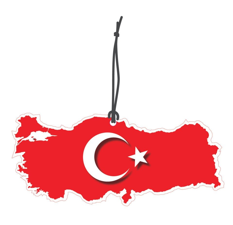 ByMeyla Türk Bayrağı ve Türkiye Görselli Dekoratif Oto Kokusu ve Aksesuar Seti