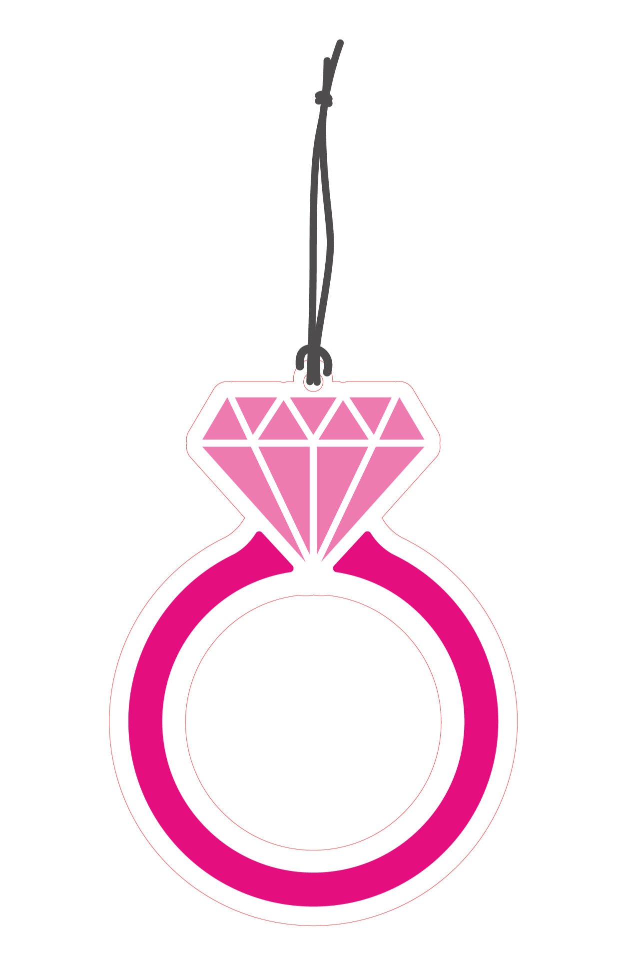 ByMeyla Pembe Tek Taş Yüzük Görselli Dekoratif Oto Kokusu ve Aksesuar Seti