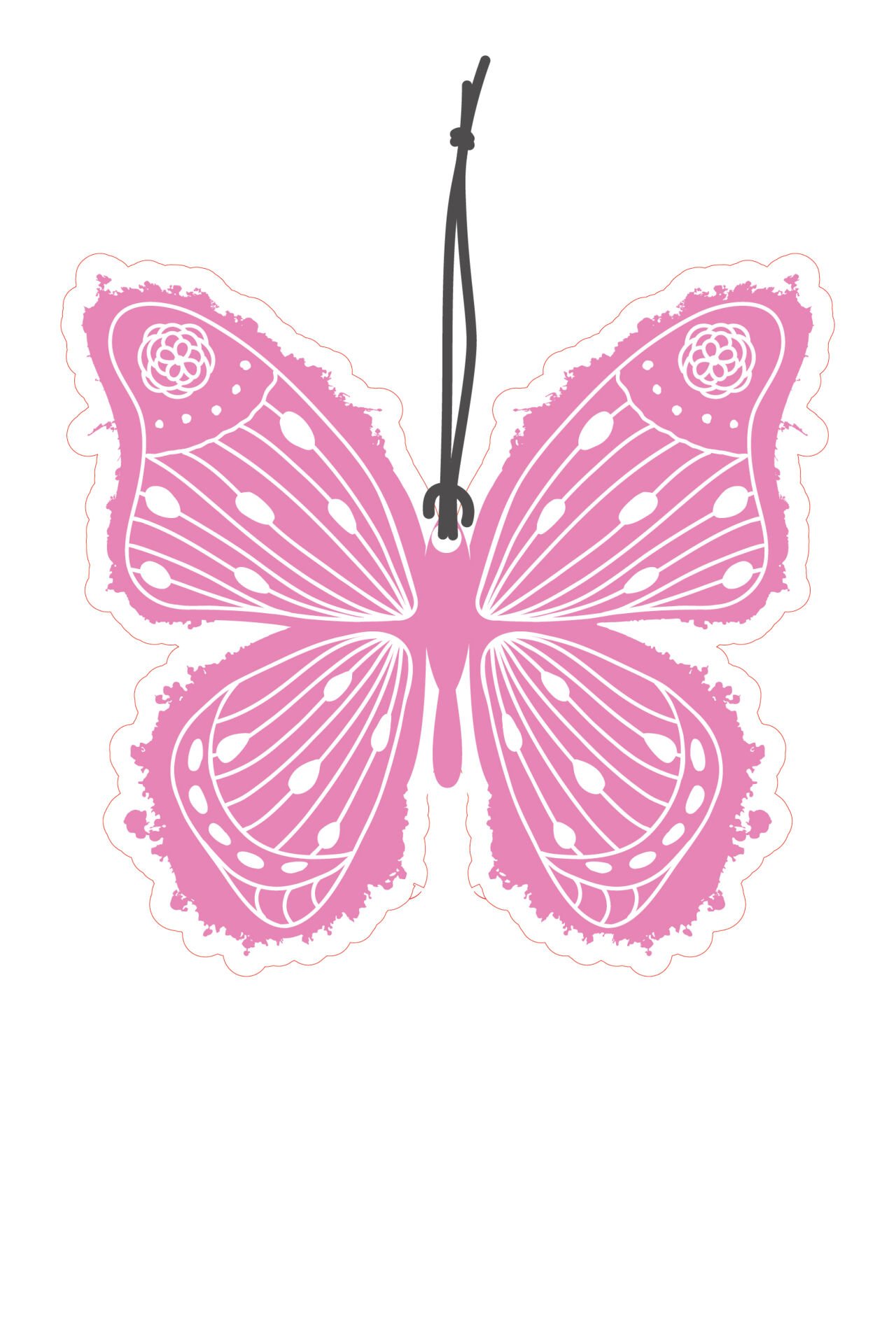 ByMeyla Pembe Kelebek Görselli Dekoratif Oto Kokusu ve Aksesuar Seti