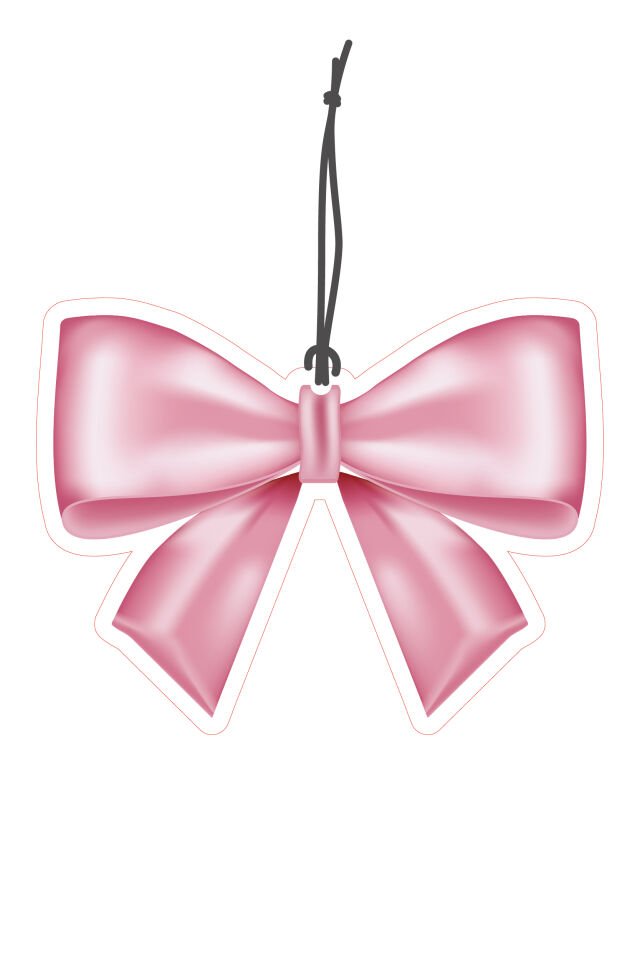 ByMeyla Pembe (Fiyonk) Kurdele Görselli Dekoratif Oto Kokusu ve Aksesuar Seti