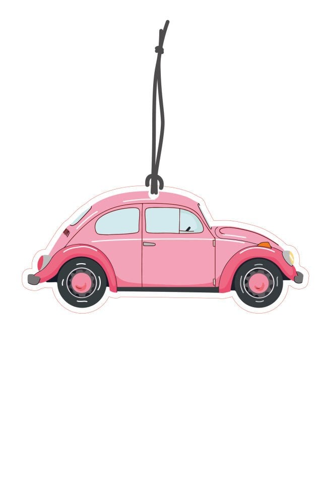 ByMeyla Pembe Vosvos Görselli Dekoratif Oto Kokusu ve Aksesuar Seti