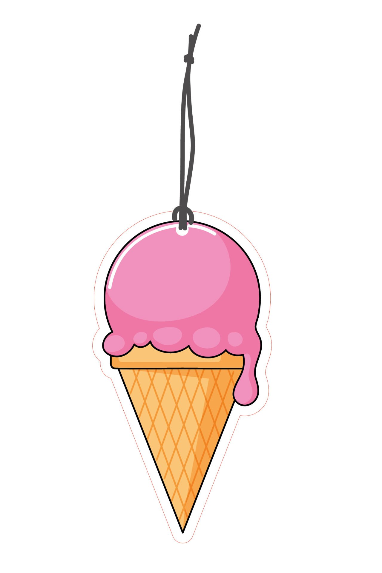 ByMeyla Pembe Külah Dondurma Görselli Dekoratif Oto Kokusu ve Aksesuar Seti