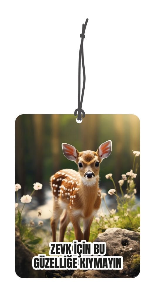 ByMeyla Yavru Ceylan Görselli Çift Yönlü Dekoratif Oto Kokusu ve Oto Aksesuarı