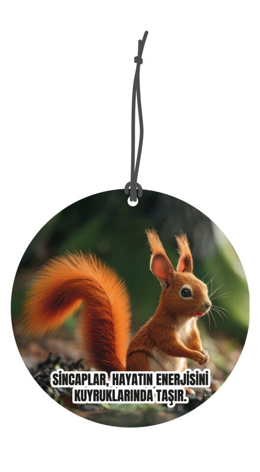 ByMeyla Tatli Sincap Görselli Çift Yönlü Dekoratif Oto Kokusu ve Oto Aksesuarı