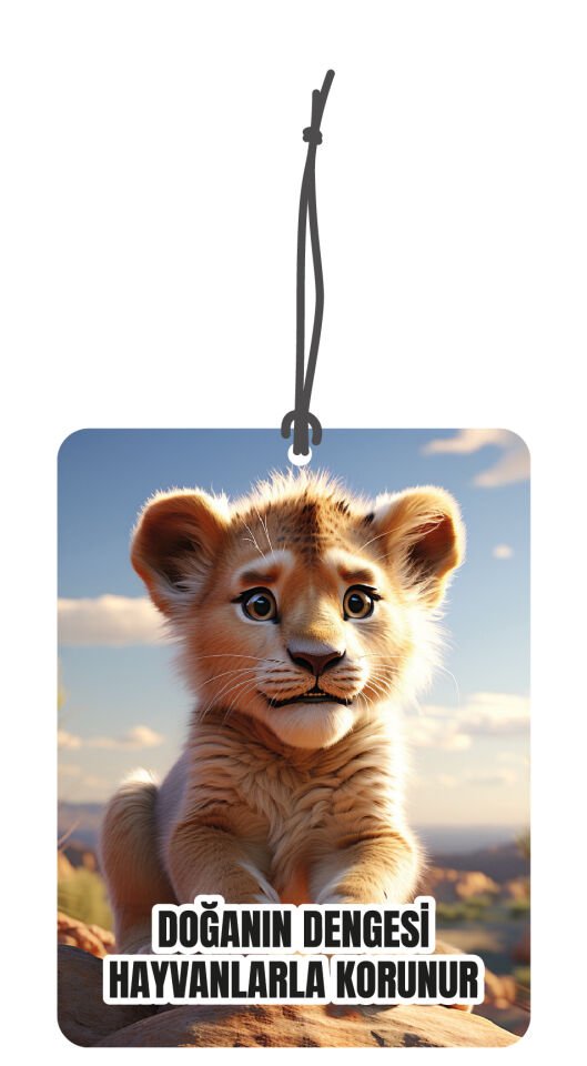 ByMeyla Sevimli Aslan Yavrusu Görselli Çift Yönlü Dekoratif Oto Kokusu ve Oto Aksesuarı