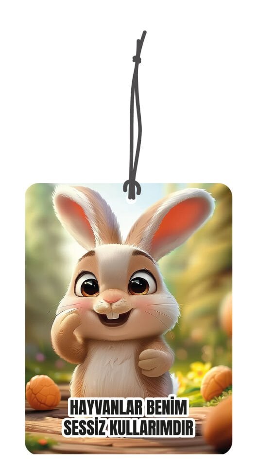 ByMeyla Minik Tavşan Görselli Çift Yönlü Dekoratif Oto Kokusu ve Oto Aksesuarı