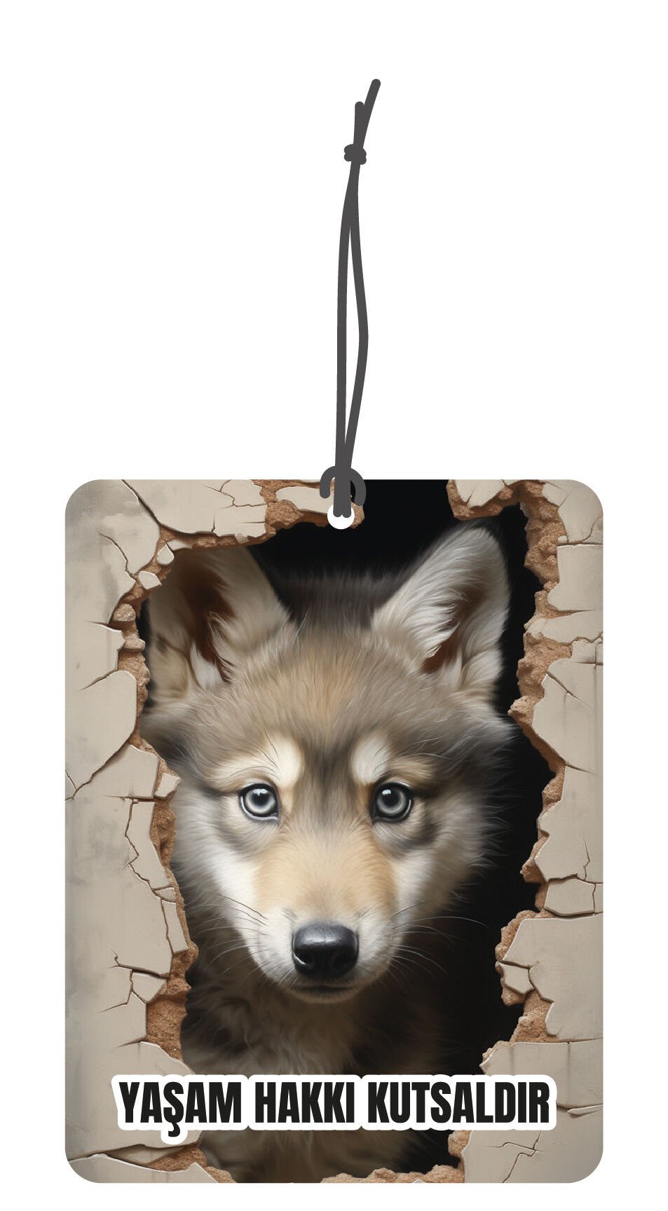 ByMeyla Yavru Kurt Görselli Çift Yönlü Dekoratif Oto Kokusu ve Oto Aksesuarı