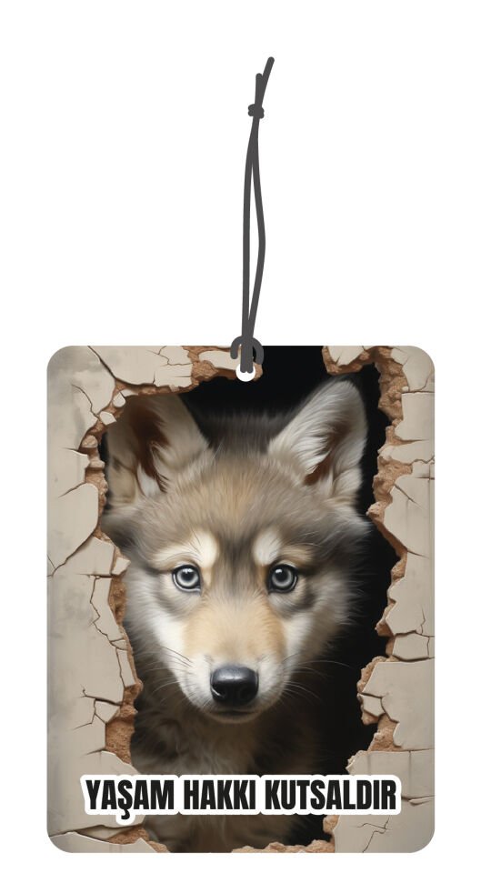 ByMeyla Yavru Kurt Görselli Çift Yönlü Dekoratif Oto Kokusu ve Oto Aksesuarı