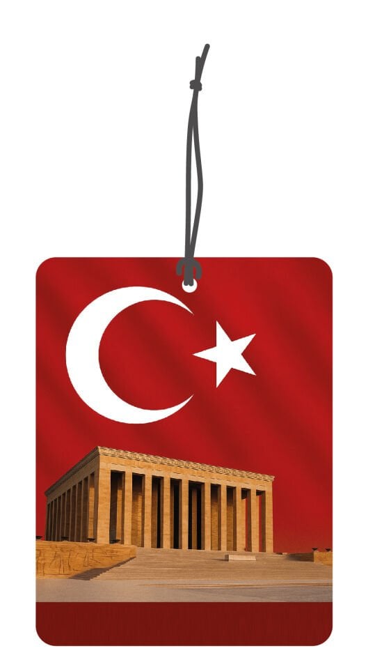 ByMeyla Türk Bayrağı ve Anıtkabir Görselli Çift Yönlü Dekoratif Oto Kokusu ve Oto Aksesuarı