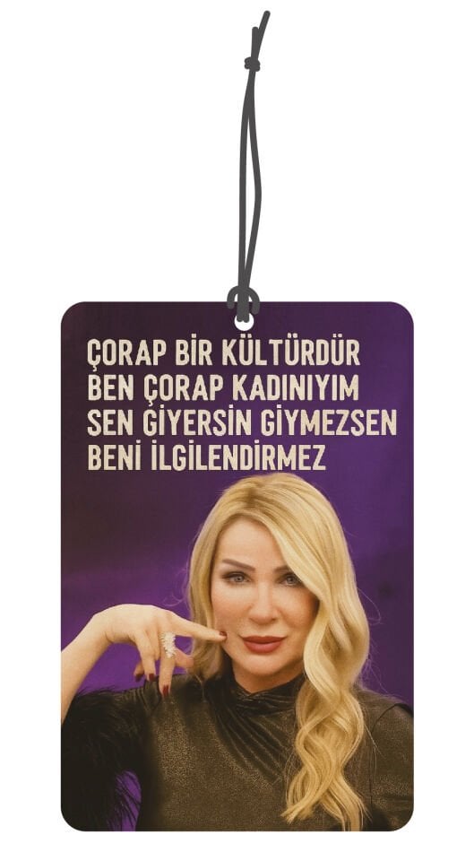 ByMeyla Seda Abla Ben Çorap Kadınıyım Görselli Çift Yönlü Dekoratif Oto Kokusu ve Oto Aksesuarı