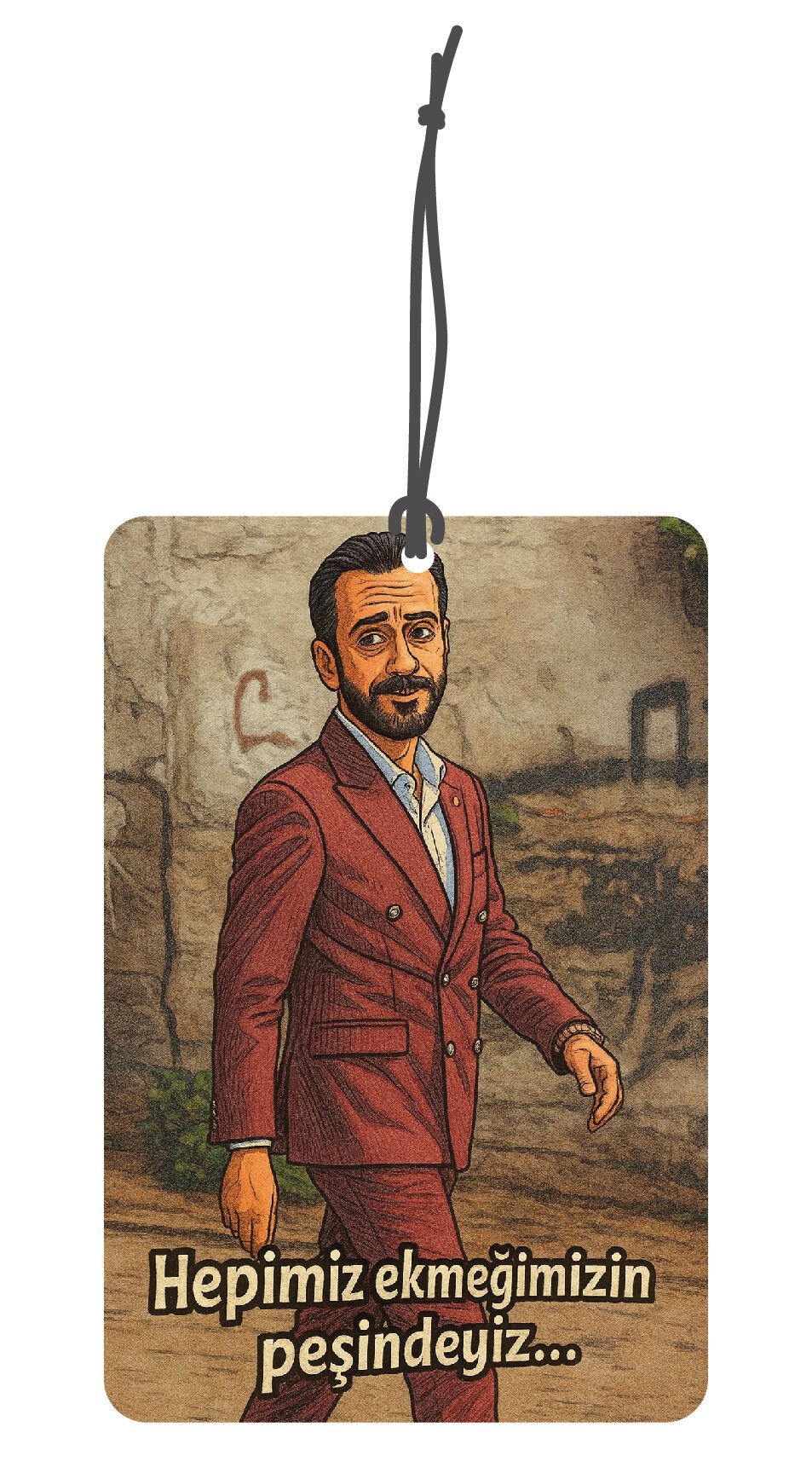 ByMeyla Çukur Hepimiz Ekmeğimizin Peşindeyiz Çift Yönlü Dekoratif Oto Kokusu ve Oto Aksesuarı