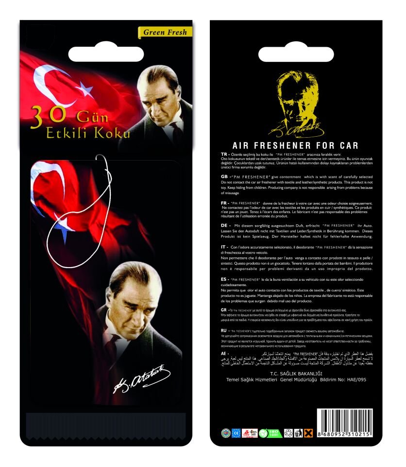 GAZİ MUSTAFA KEMAL ATATÜRK GÖRSELLİ VE İMZALI DEKORATİF OTO KOKUSU VE AKSESUARI