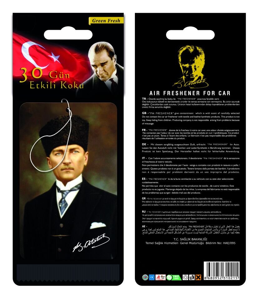 BAŞKUMANDAN MUSTAFA KEMAL ATATÜRK GÖRSELLİ DEKORATİF OTO KOKUSU VE AKSESUARI