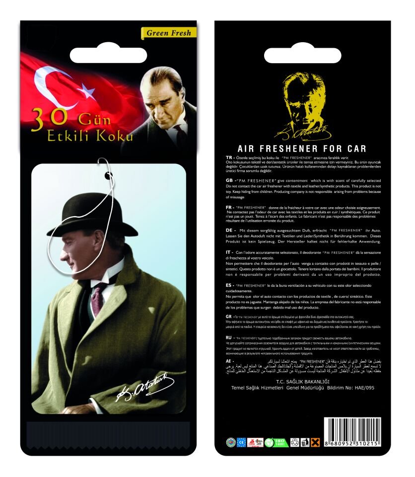 KARİZMATİK MUSTAFA KEMAL ATATÜRK GÖRSELLİ DEKORATİF OTO KOKUSU VE AKSESUARI