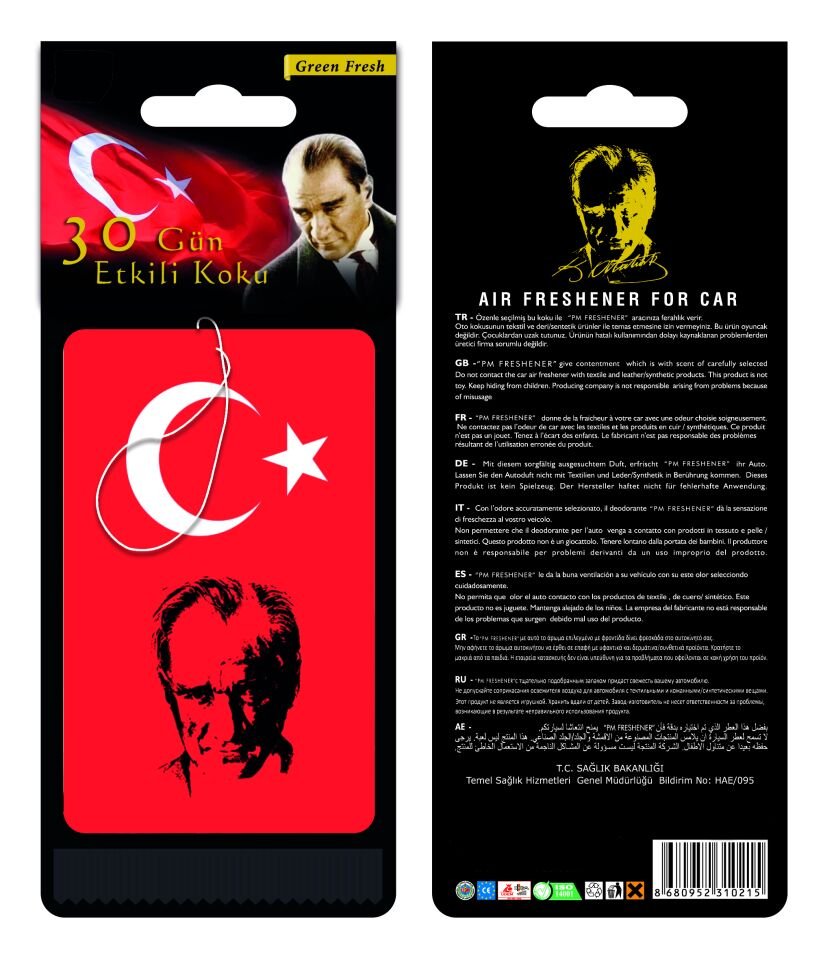 TÜRK BAYRAKLI MUSTAFA KEMAL ATATÜRK GÖRSELLİ DEKORATİF OTO KOKUSU VE AKSESUARI