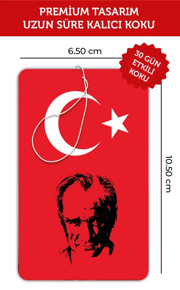TÜRK BAYRAKLI MUSTAFA KEMAL ATATÜRK GÖRSELLİ DEKORATİF OTO KOKUSU VE AKSESUARI