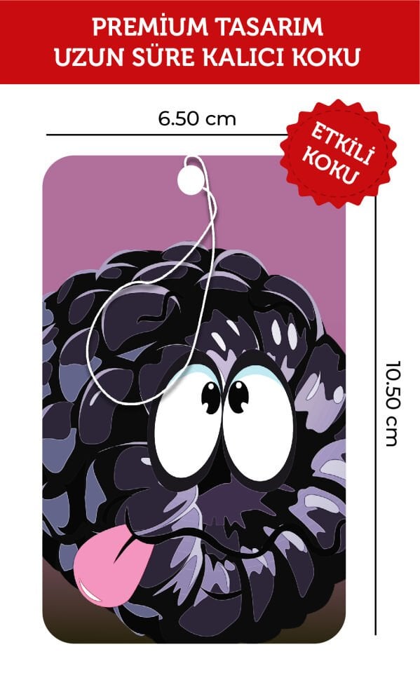 SEVİMLİ BÖĞÜRTLEN GÖRSELLİ VE BÖĞÜRTLEN ESANSLI OTO KOKUSU VE AKSESUARI