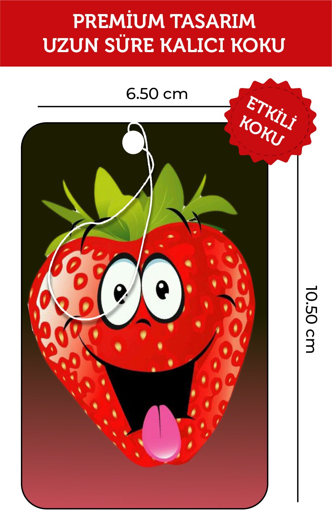 SEVİMLİ ÇİLEK GÖRSELLİ VE ÇİLEK ESANSLI OTO KOKUSU VE AKSESUARI