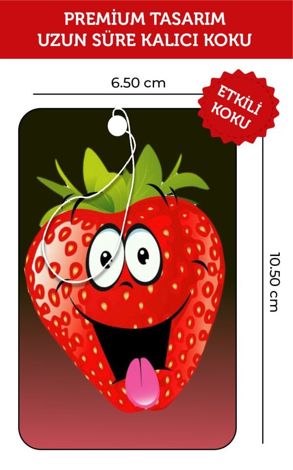 SEVİMLİ ÇİLEK GÖRSELLİ VE ÇİLEK ESANSLI OTO KOKUSU VE AKSESUARI