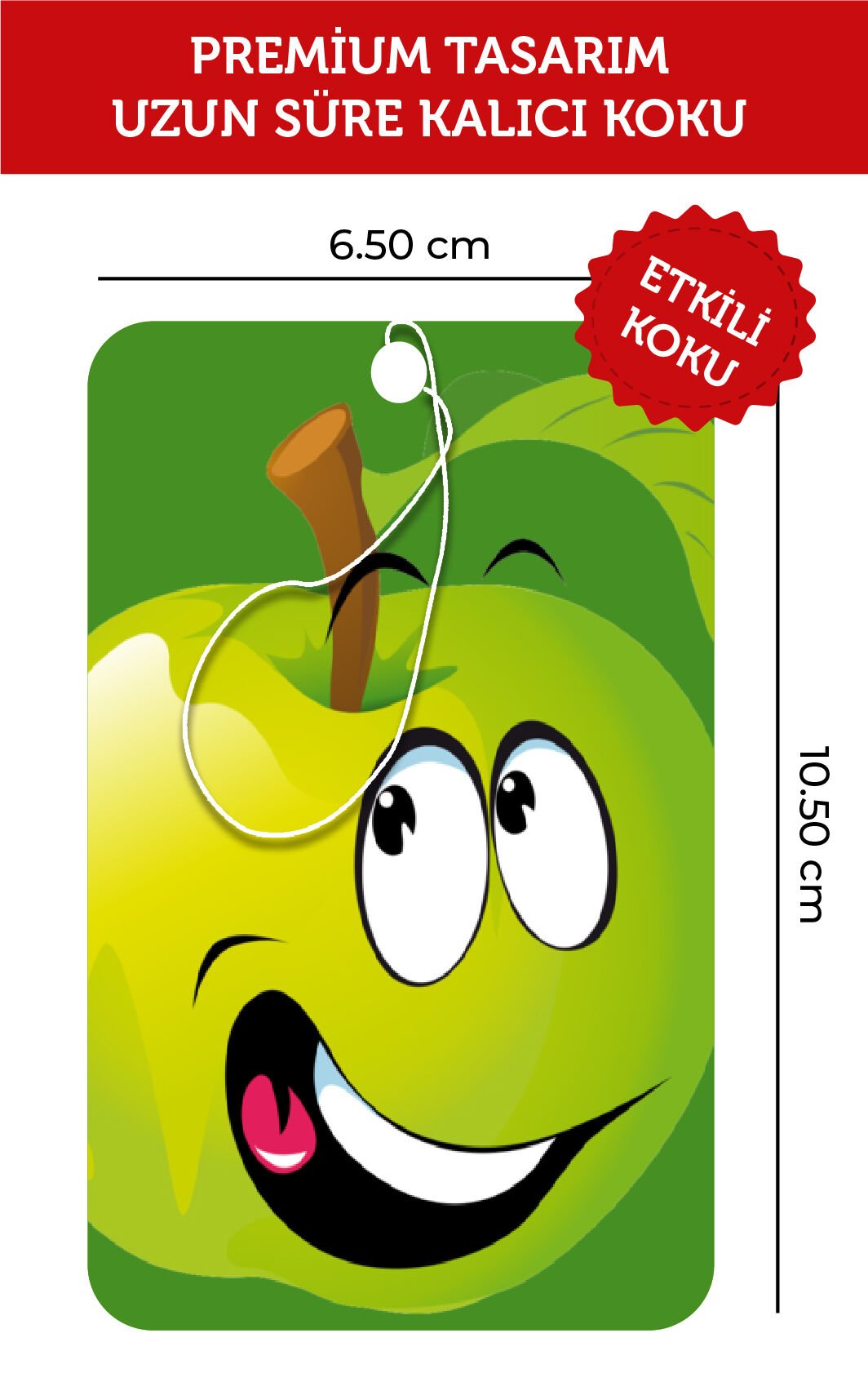 SEVİMLİ ELMA GÖRSELLİ VE ELMA ESANSLI OTO KOKUSU VE AKSESUARI