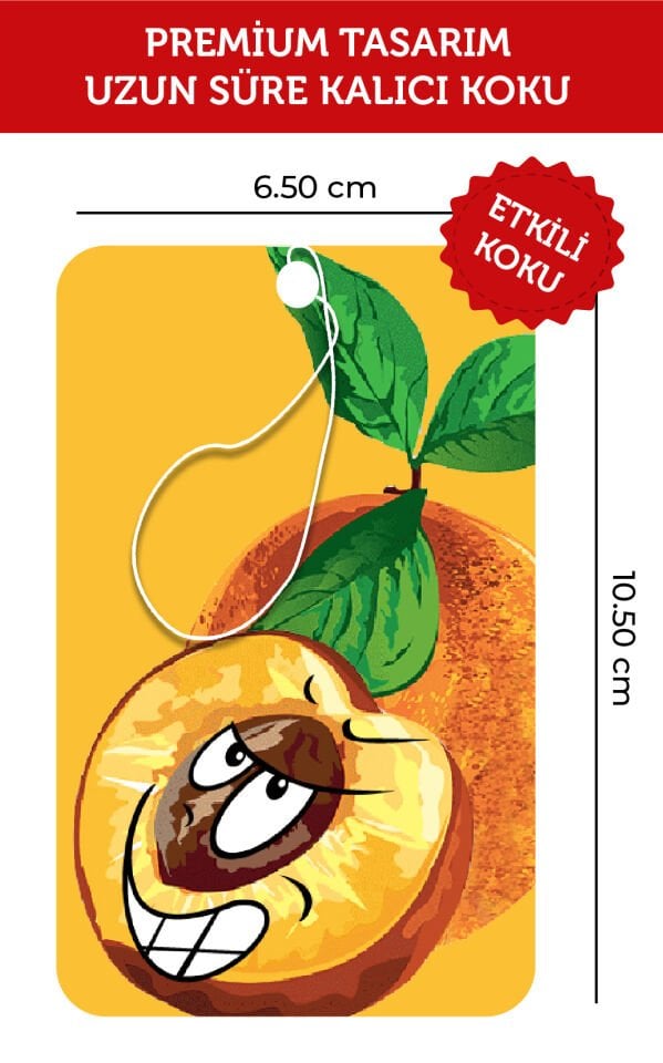 SEVİMLİ ŞEFTALİ GÖRSELLİ VE ŞEFTALİ ESANSLI OTO KOKUSU VE AKSESUARI