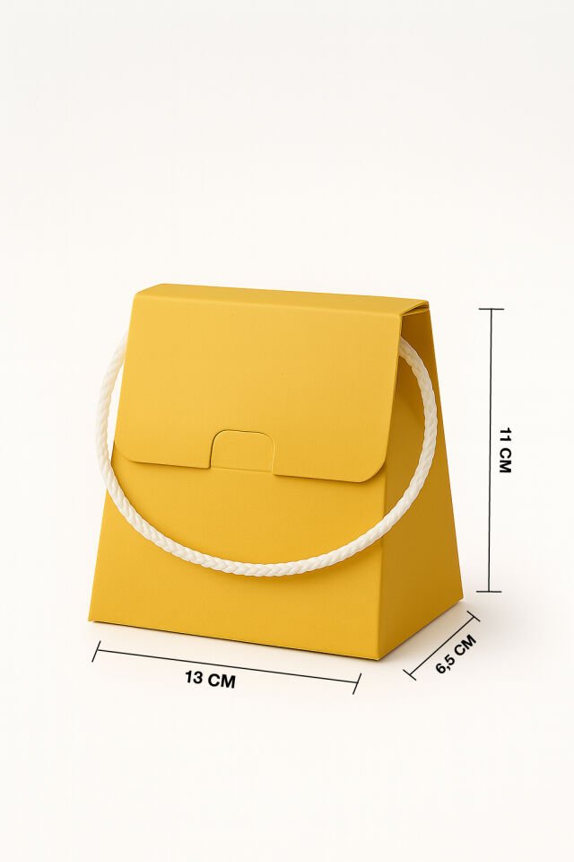 25 Adet Konsept Özel Tasarım Hediye Kutusu Çanta Boş Karton Hediye Paketi Hediyelik Sarı