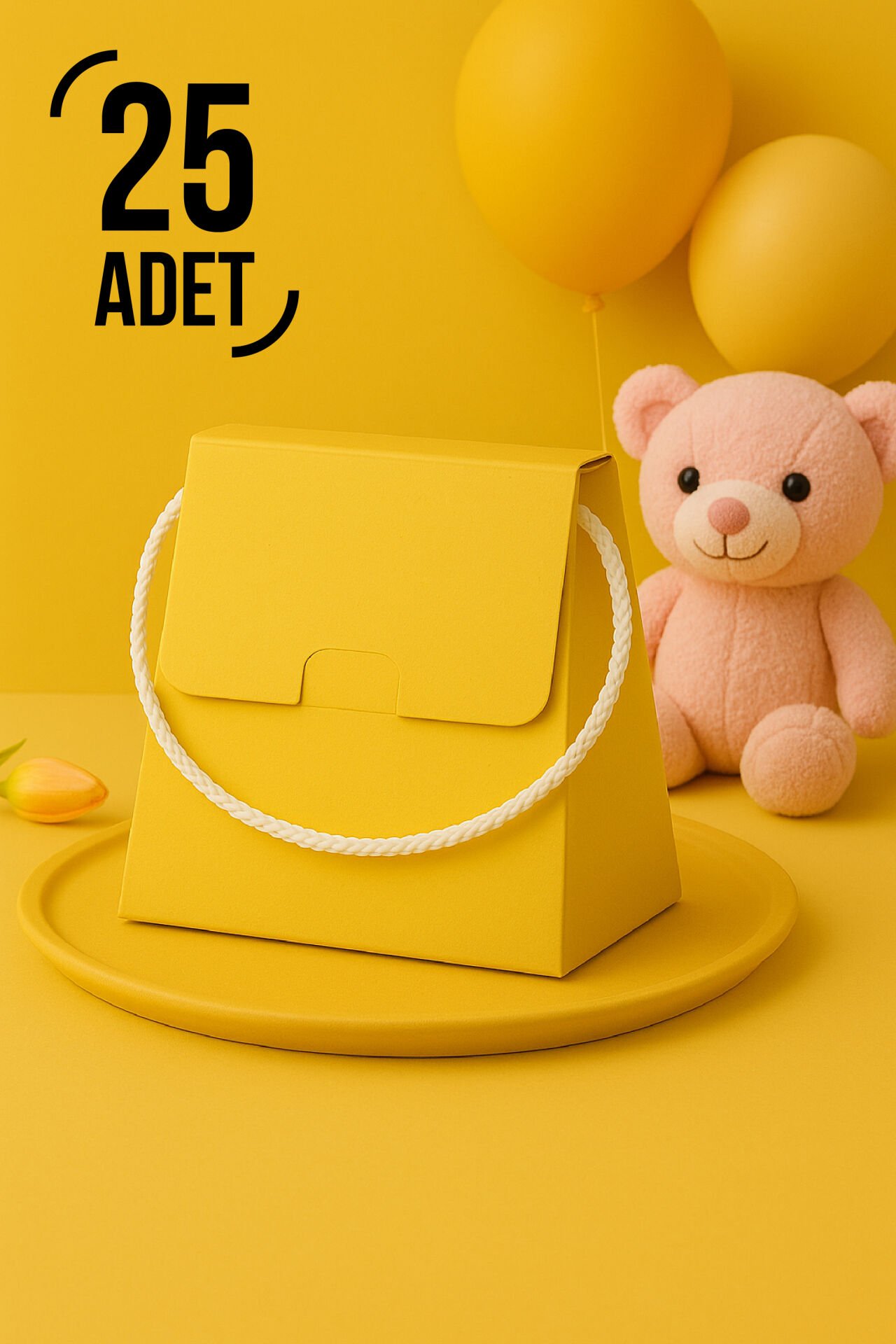 25 Adet Konsept Özel Tasarım Hediye Kutusu Çanta Boş Karton Hediye Paketi Hediyelik Sarı