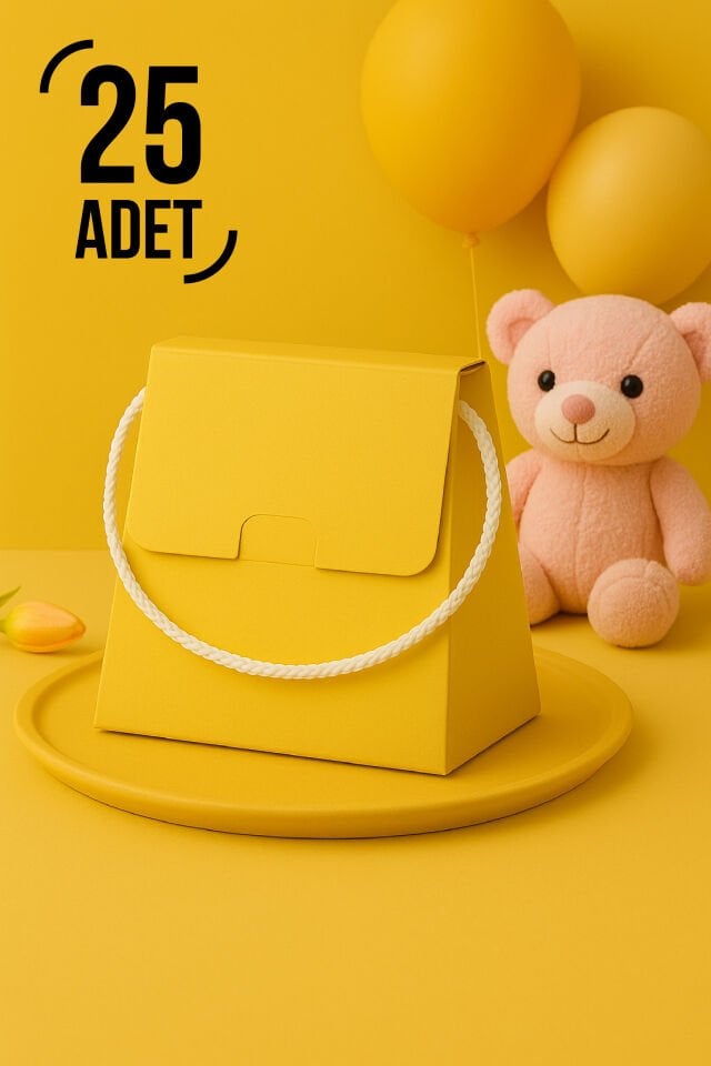 25 Adet Konsept Özel Tasarım Hediye Kutusu Çanta Boş Karton Hediye Paketi Hediyelik Sarı
