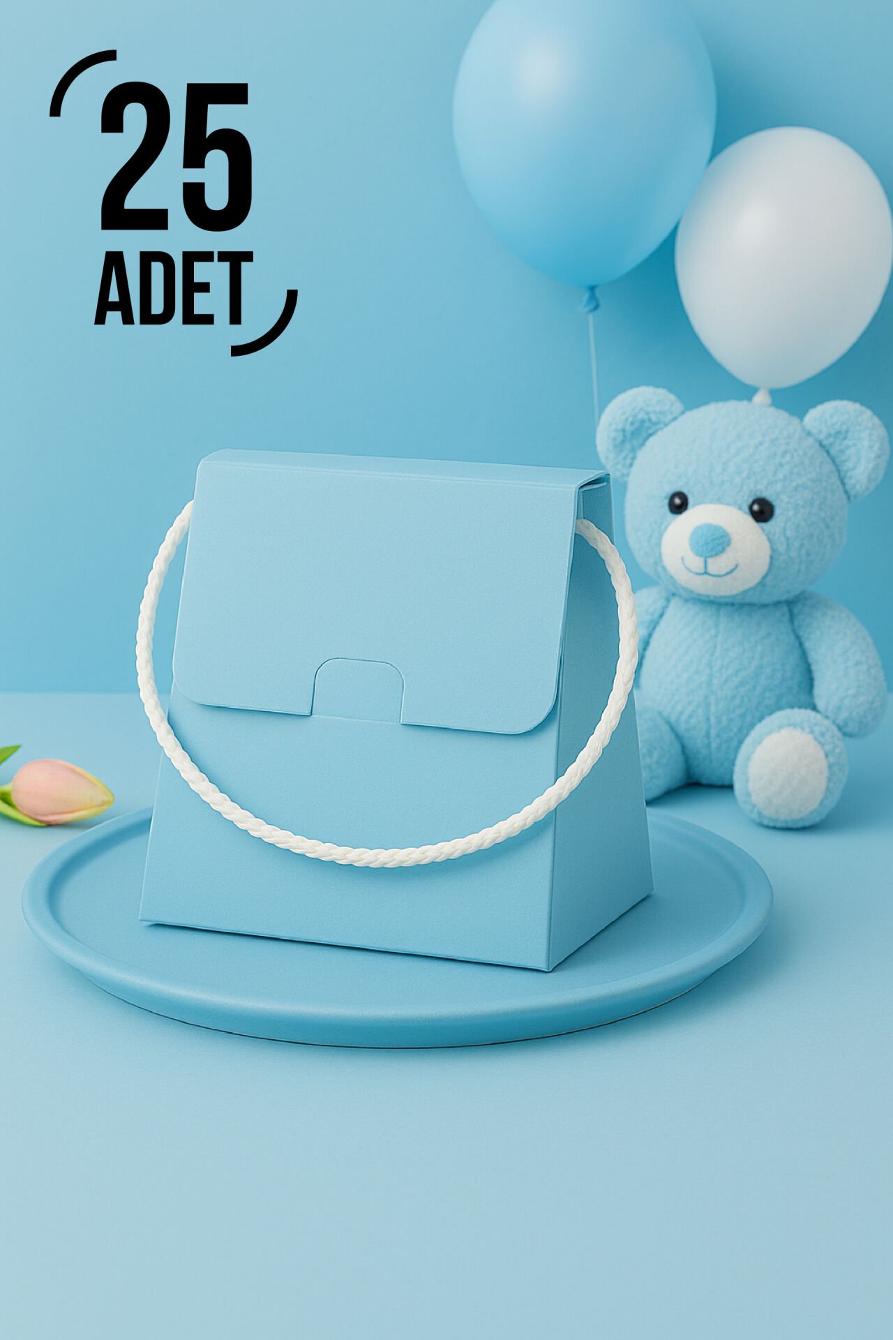 25 Adet Konsept Özel Tasarım Hediye Kutusu Çanta Boş Karton Hediye Paketi Hediyelik Mavi