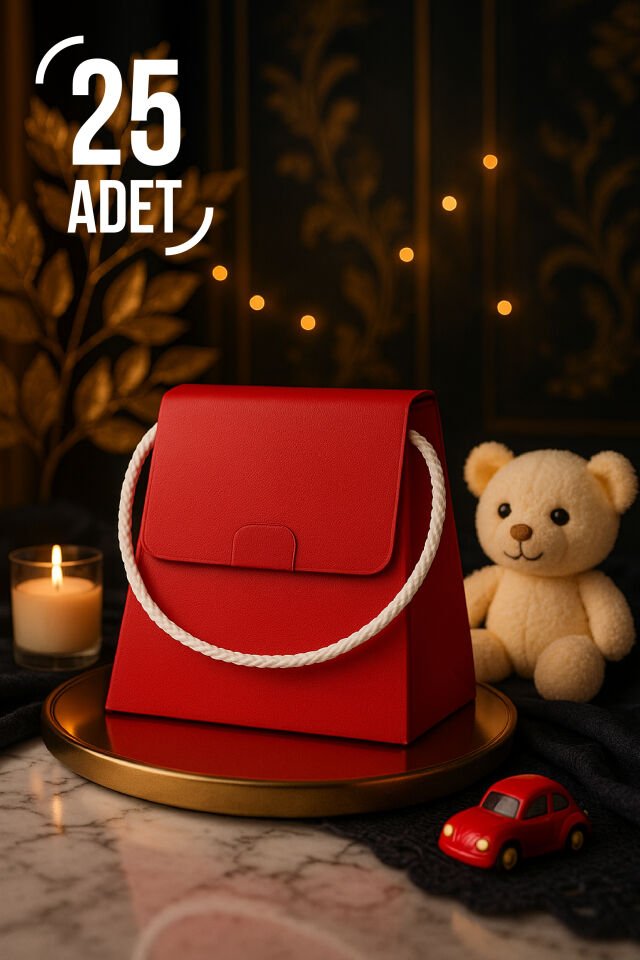 25 Adet Konsept Özel Tasarım Hediye Kutusu Çanta Boş Karton Hediye Paketi Hediyelik Kırmızı