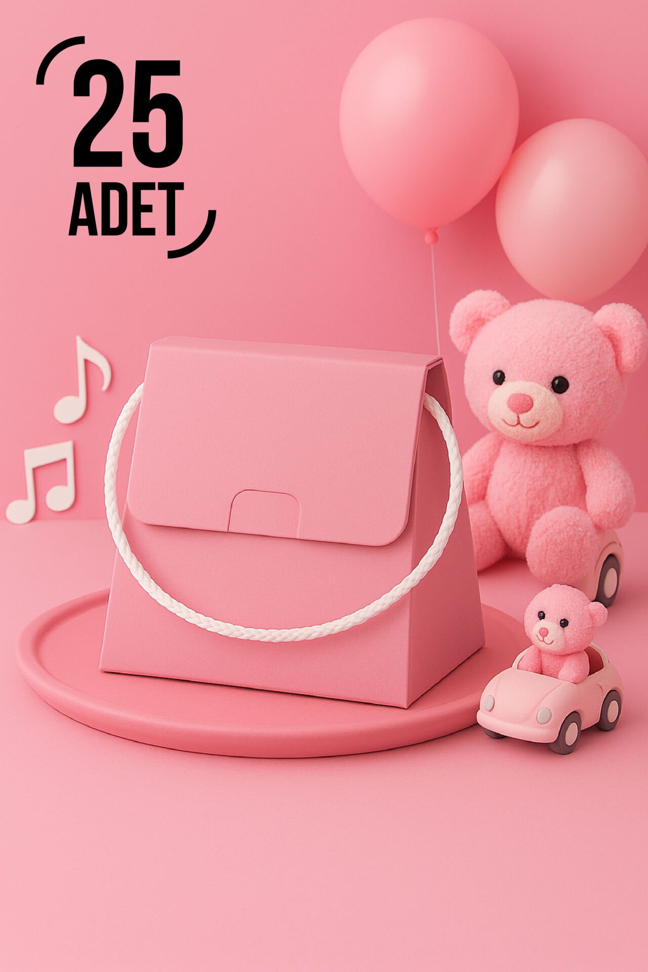 25 Adet Konsept Özel Tasarım Hediye Kutusu Çanta Boş Karton Hediye Paketi Hediyelik Pembe