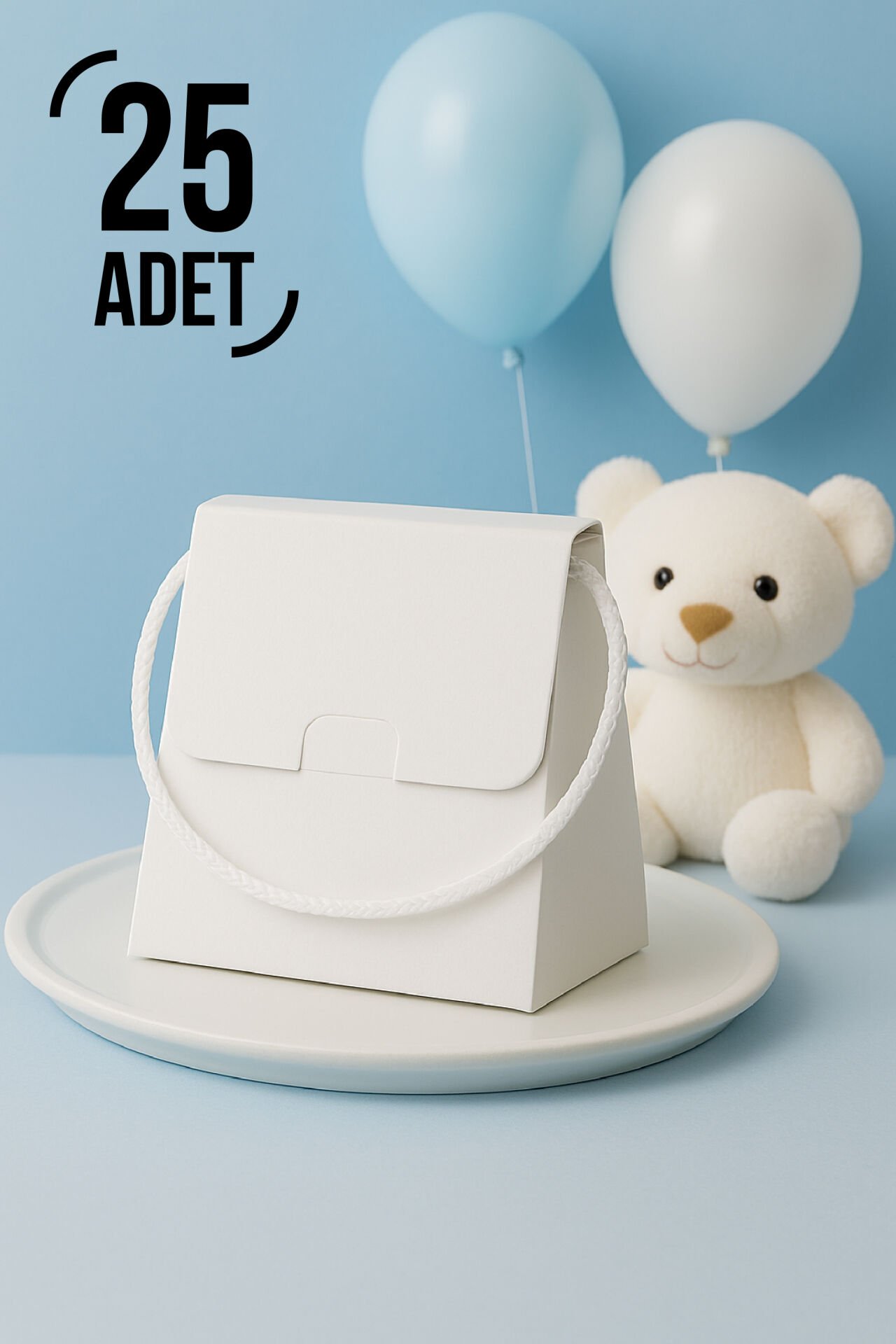 25 Adet Konsept Özel Tasarım Hediye Kutusu Çanta Boş Karton Hediye Paketi Hediyelik Beyaz