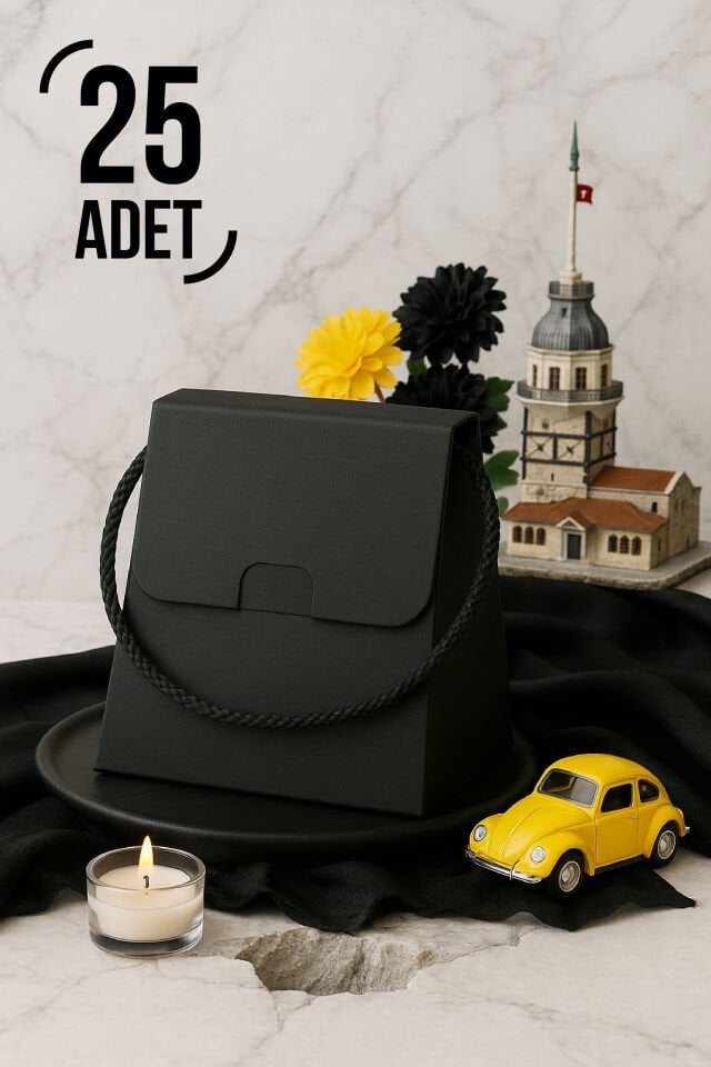 25 Adet Konsept Özel Tasarım Hediye Kutusu Çanta Boş Karton Hediye Paketi Hediyelik Siyah