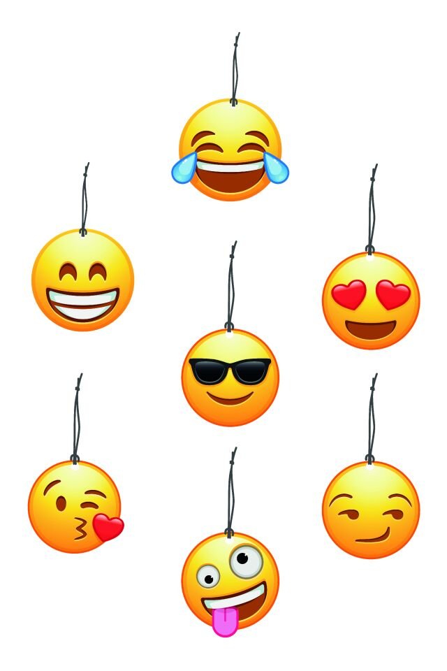 ByMeyla 7 li Emoji Serisi Görselli Dekoratif Oto Kokusu ve Aksesuar Seti