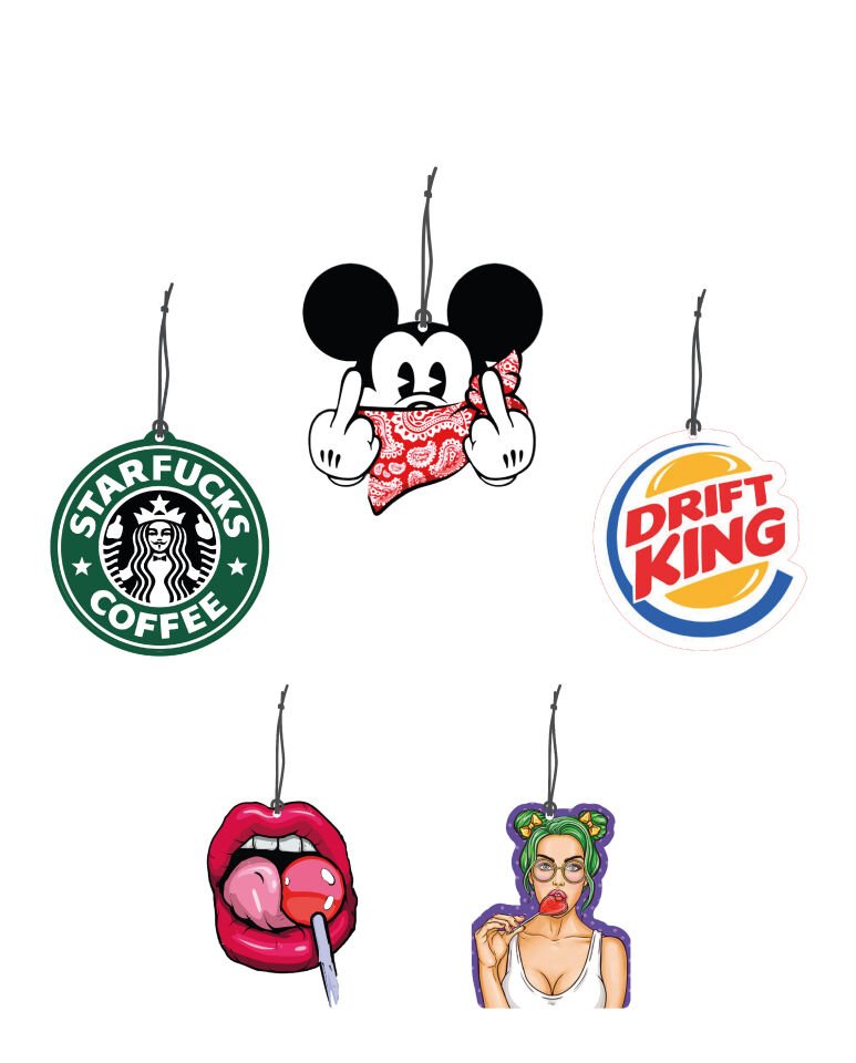 ByMeyla 5 liSerseri Seri Görselli Dekoratif Oto Kokusu ve Aksesuar Seti