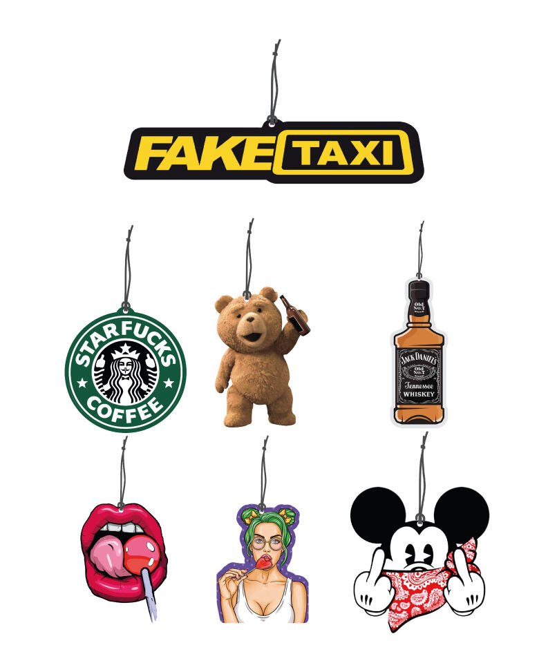 ByMeyla 7 li Geniş Serseri Seri Görselli Dekoratif Oto Kokusu ve Aksesuar Seti