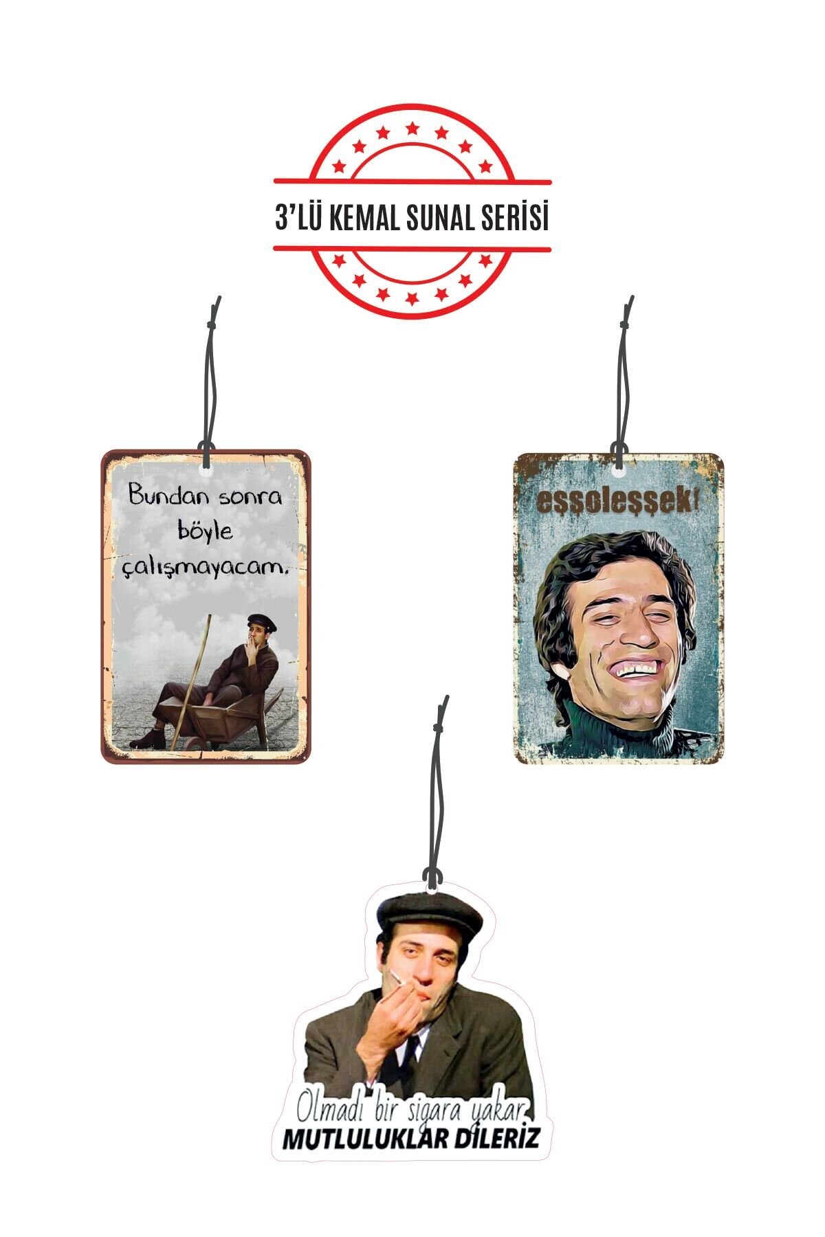 ByMeyla 3 lü Şaban İnek Komedi Serisi Görselli Dekoratif Oto Kokusu ve Aksesuar Seti