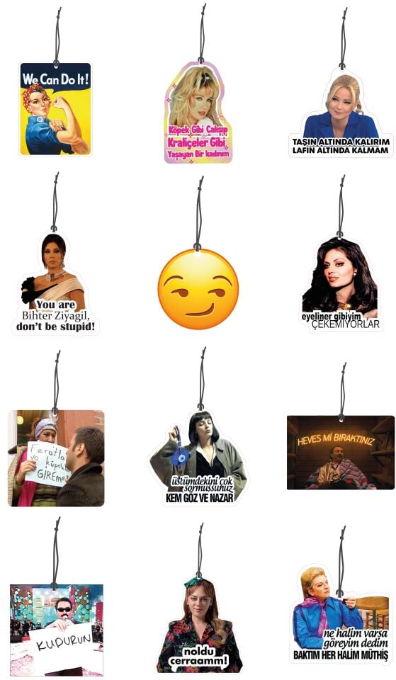 ByMeyla 12 li Güçlü Kadınlara Özel Seri Görselli Dekoratif Oto Kokusu ve Aksesuar Seti