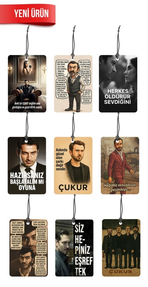 ByMeyla Eşref Rüya,Çukur ve Ezel Dizi Replikleri Görselli Dekoratif Oto Kokusu ve Oto Aksesuarı