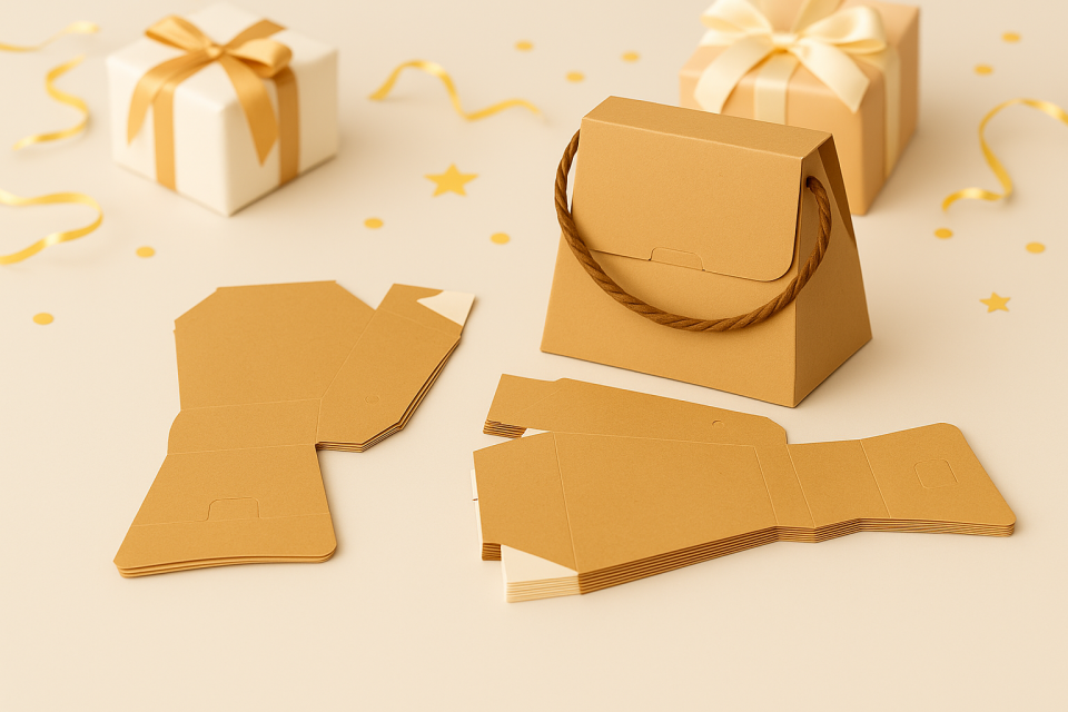 10 Adet Kraft Şık Konsept Dizayn Boş İpli Hediye Kutusu ve Özel Gün Hediye Çantası