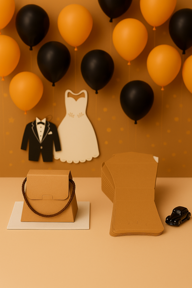 10 Adet Kraft Şık Konsept Dizayn Boş İpli Hediye Kutusu ve Özel Gün Hediye Çantası