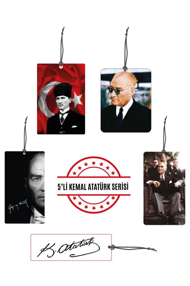 Kemal Atatürk Serisi 5'li Karma Dekoratif Oto Kokusu Ve Oto Aksesuarı