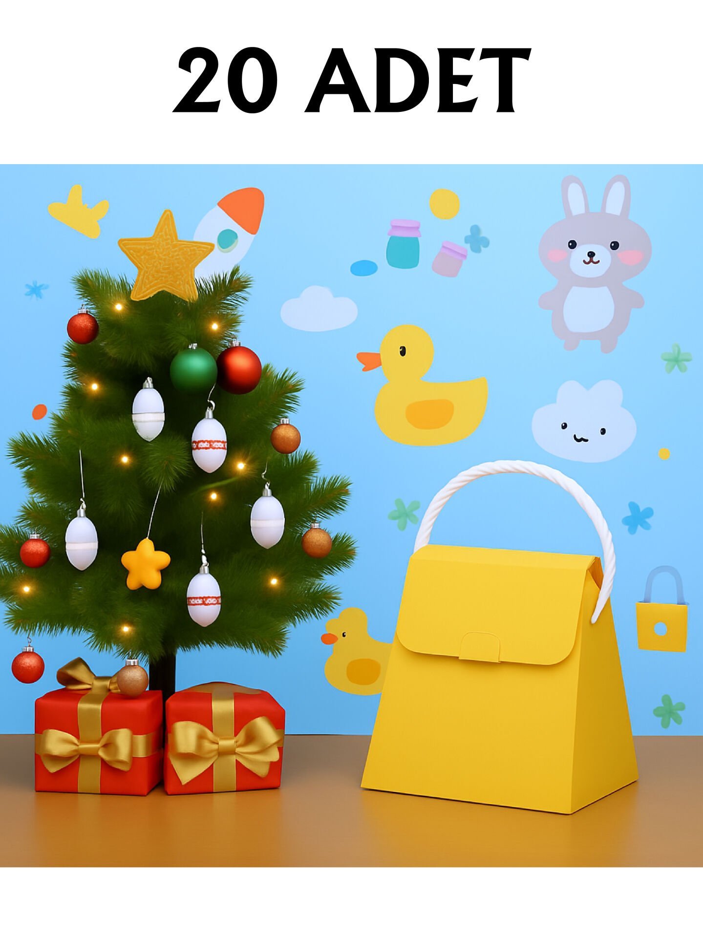 20 Adet Sarı Şık Konsept Dizayn Boş İpli Hediye Kutusu ve Özel Gün Hediye Çantası