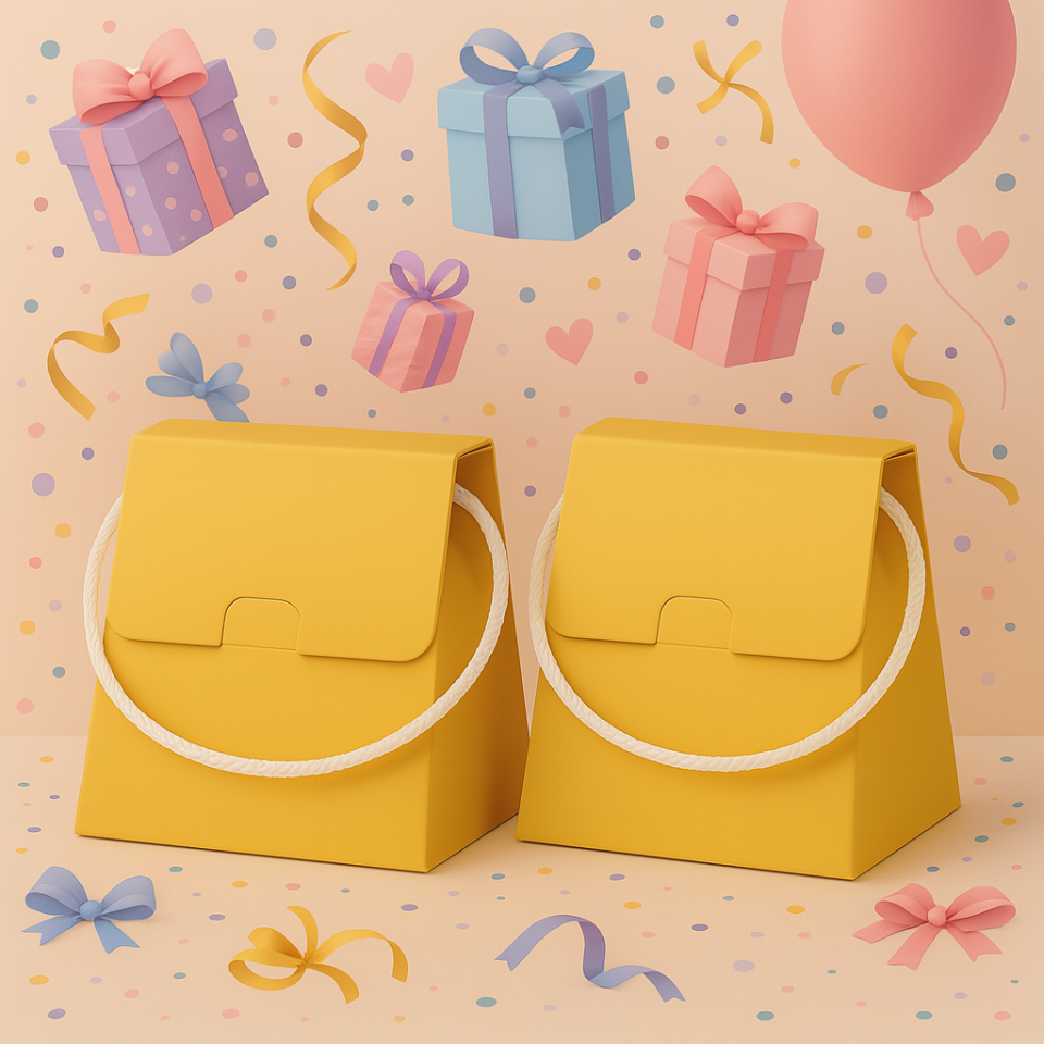 20 Adet Sarı Şık Konsept Dizayn Boş İpli Hediye Kutusu ve Özel Gün Hediye Çantası