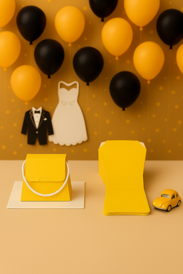 20 Adet Sarı Şık Konsept Dizayn Boş İpli Hediye Kutusu ve Özel Gün Hediye Çantası